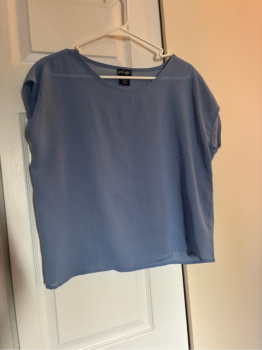 Lord & Taylor Powder Blue Short Sleeve Blouse